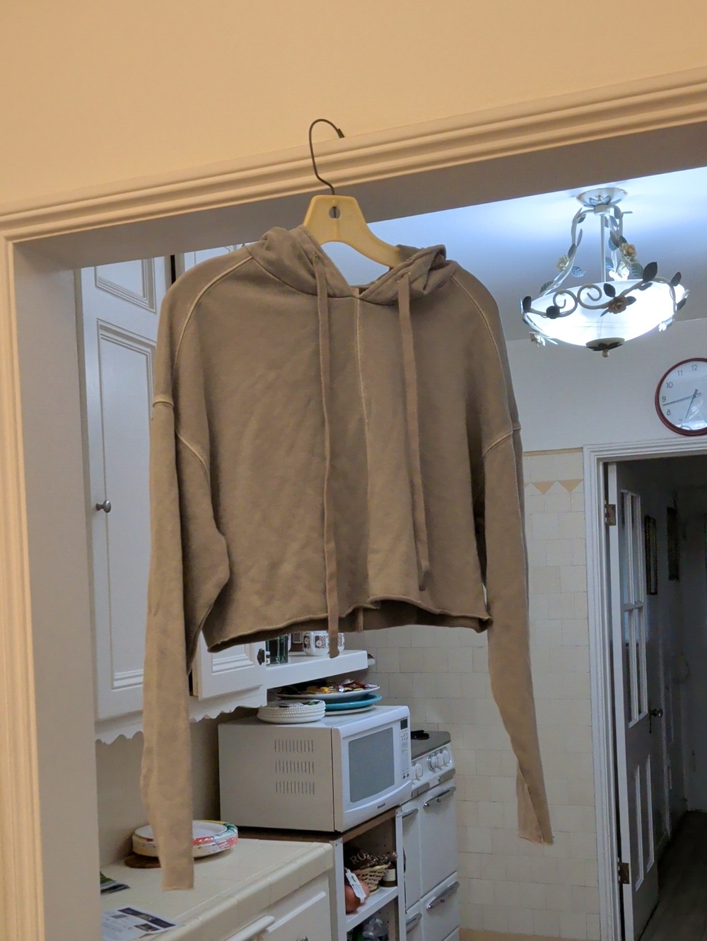 Alo Yoga Gray Cropped Hooded French Terry Size Small